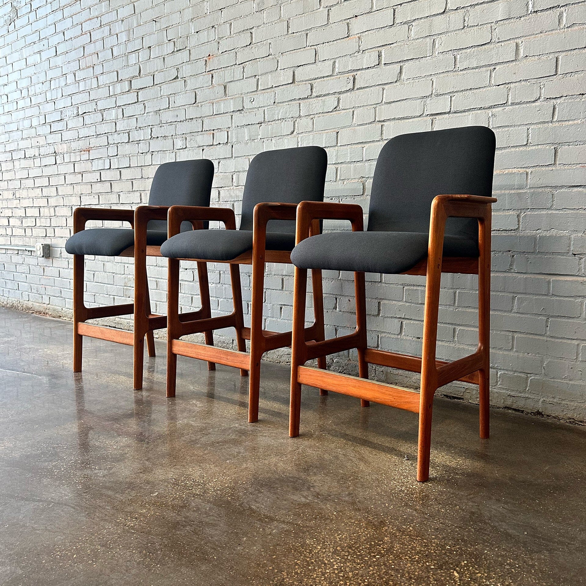 Set of 3 Teak Bar Stools by Benny Linden – MidMod Decor