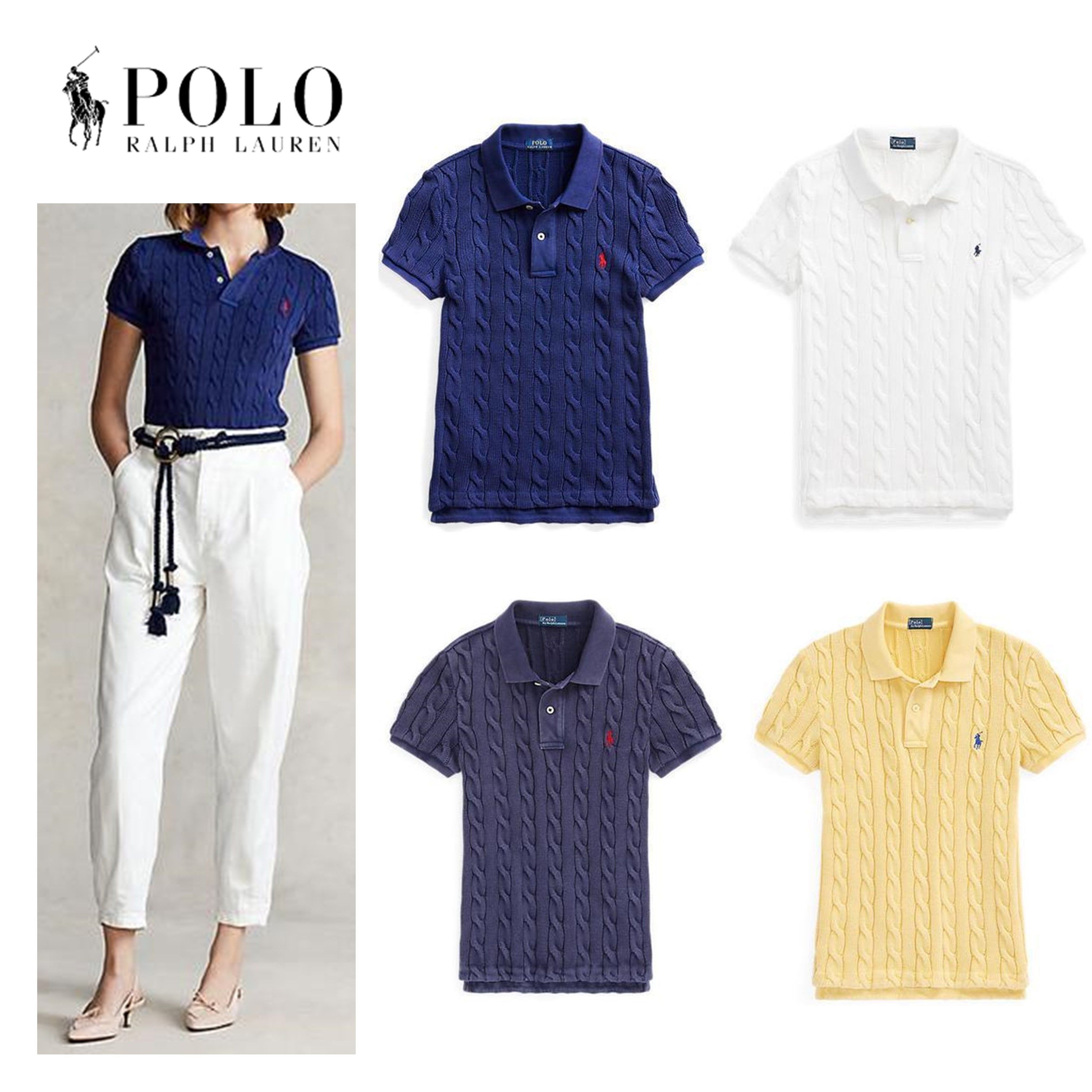 ポロラルフローレン] POLO W 半袖 ケーブルニット ポロシャツ (POLO