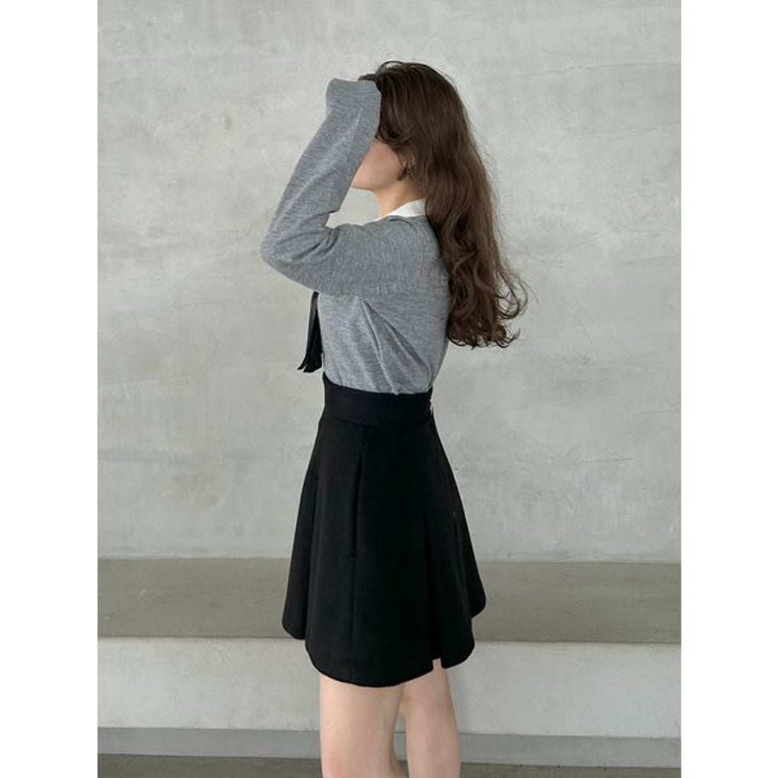 スナイデル SNIDEL ウエストリブプリーツミニスカート （BLK