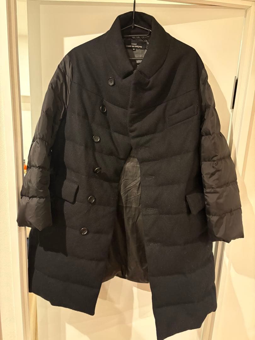 コムデギャルソン　素材切り替えダウンコート　ブラック　M tricot COMME des GARCONS トリココムデギャルソンtricot ウール切替