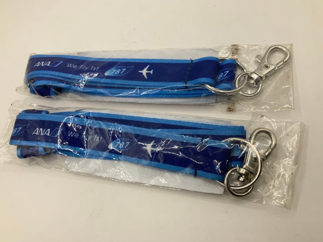 ANA 787 ネックストラップ 2本セット　未使用品 ANA ネックストラップ BOEING 787 JA801 マスコット付 全日空 ana neck