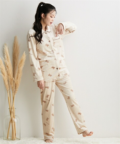 楽天市場】パジャマ レディース 上下セット ストレッチ ベロアプードル