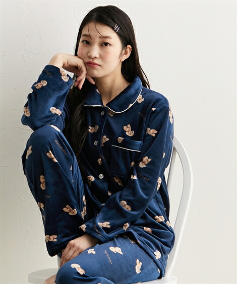 楽天市場】パジャマ レディース 上下セット ストレッチ ベロアプードル