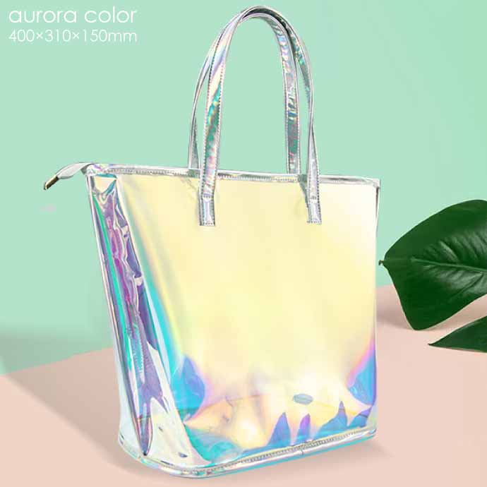 楽天市場】トートバッグ 透明 オーロラ ビニールバッグ B レインボー