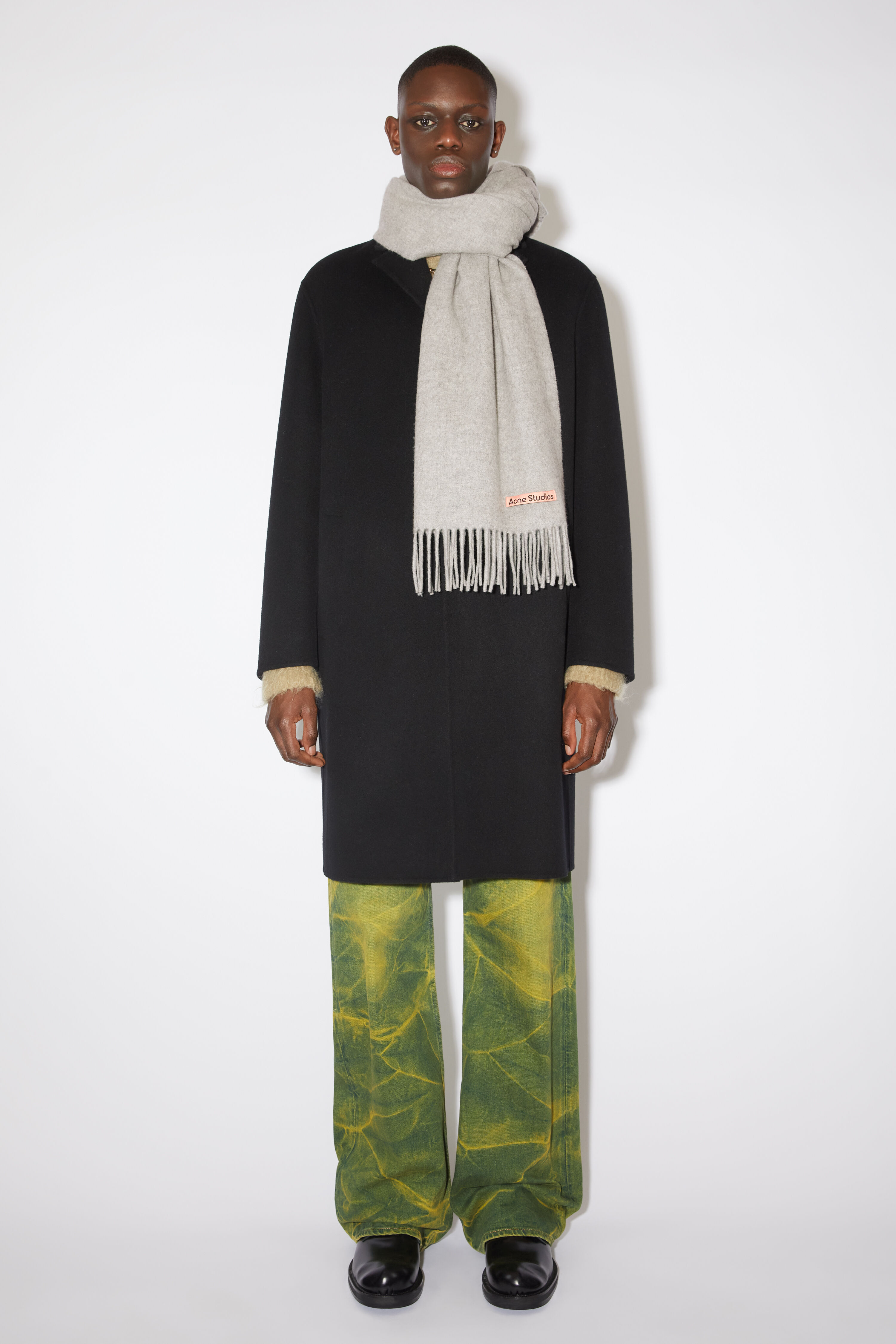 Acne Studios - Fringe wool scarf - oversized - Light Grey Melange