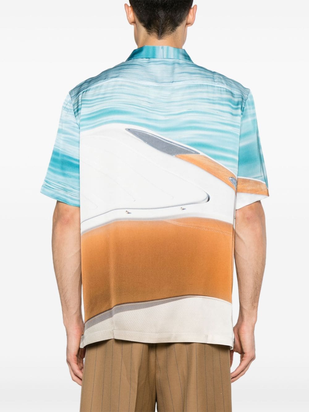 Multicolored boat-print satin shirt Blue sky inn - men - BLUE SKY