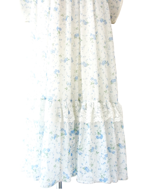 送料無料】70年代アメリカ製 GUNNE SAX 水色 ガーリー花柄