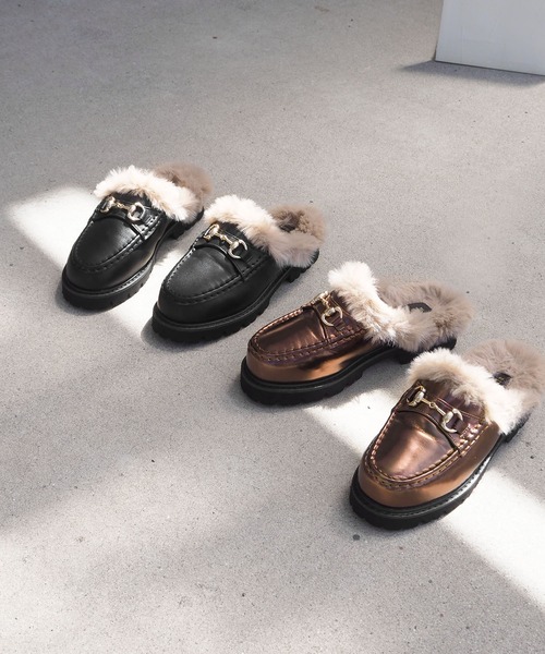 minia（ミニア） ローファー ファービットミュール レディース