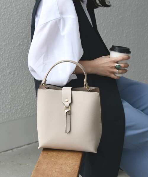 SHIPS any ショルダーバッグ バッグ any: バイカラー2WAY スクエア