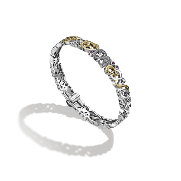 Tales of Calligraphy Bangle by Azza Fahmy - Gold|Sterling Silver