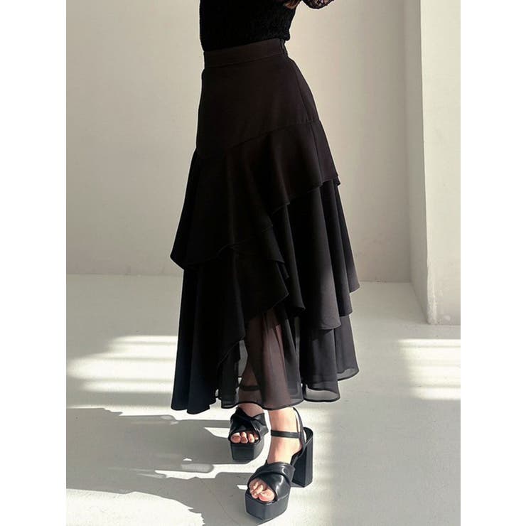 アシンメトリーラッフルフレアスカート[品番：MKSW0063237]｜RESEXXY