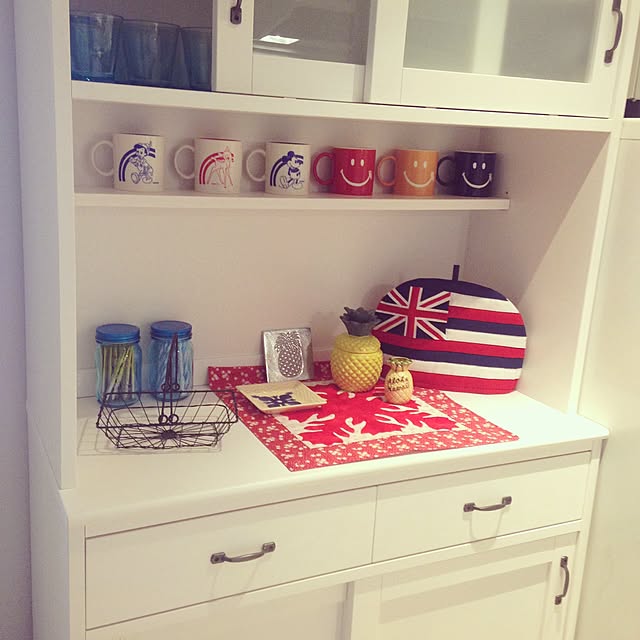 キッチン 赤と白のインテリア実例 ｜ RoomClip（ルームクリップ）