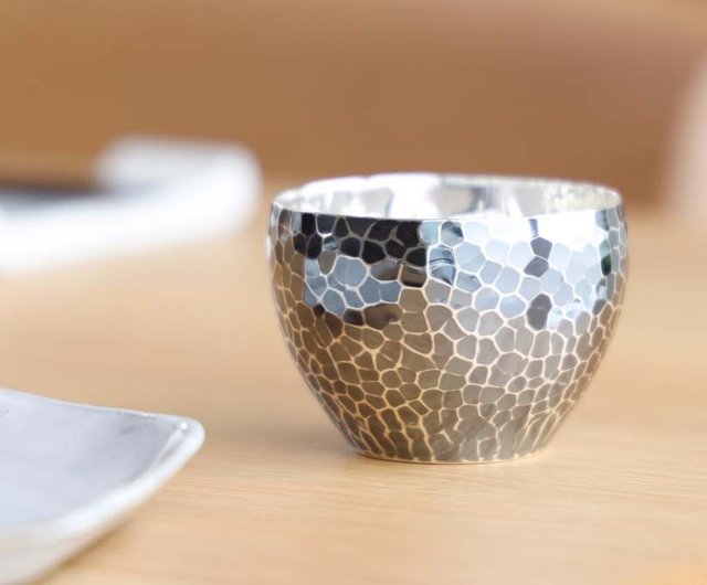 日本東京銀器森銀器製作所纯银酒杯标准锤目纹傳統工藝品金屬MUKU工房