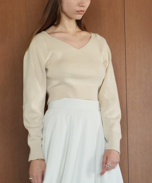 セール】V NECK SHORT KNIT TOPS（ニット/セーター）｜CLANE（クラネ