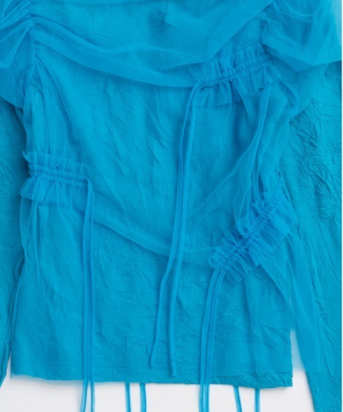 Shirring Mini Puff Sleeve Tops/シャーリングミニパフスリーブ