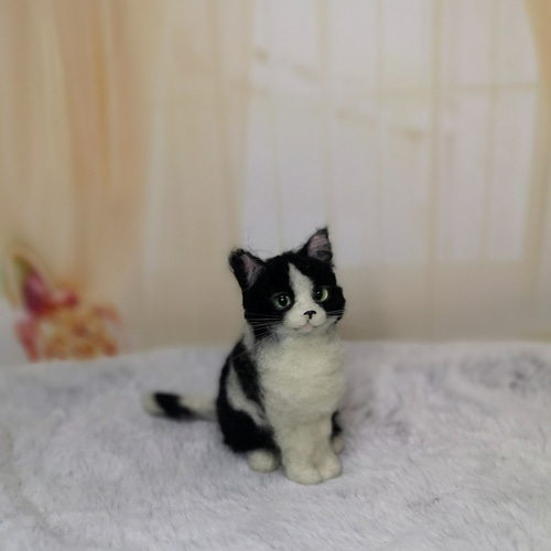 ☆羊毛フェルト白黒ねこ親子☆ 猫 ハンドメイド ねこ ネコ フェルト猫