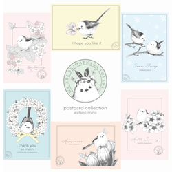 ことりポストカード いちご 6枚/シマエナガ ポストカード watano mino
