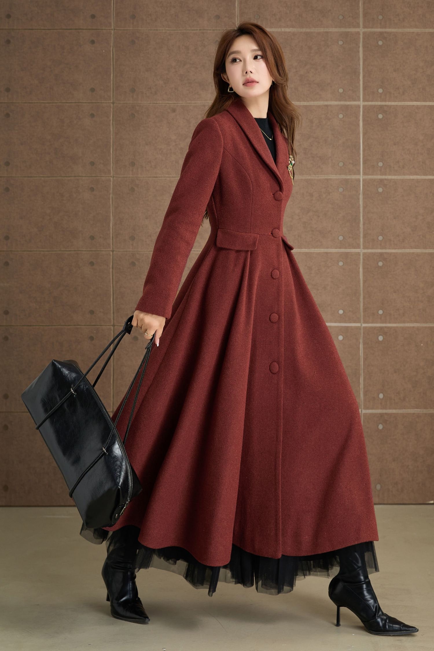 Women Maxi Wool Coat, Winter Warm Long Coat, Swing Coat Dress
