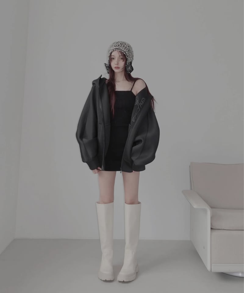 ボンディングダブルジップフーディー / Logo Embroidery Bonding Dou