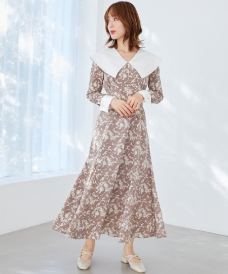 ビッグカラー花柄ワンピース/MAJESTIC LEGON(マジェスティックレゴン