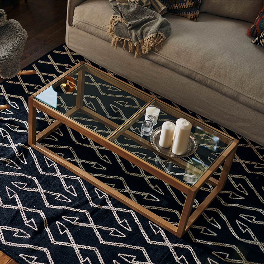 天然木スクエアテーブル ガラステーブル ローテーブル リビング