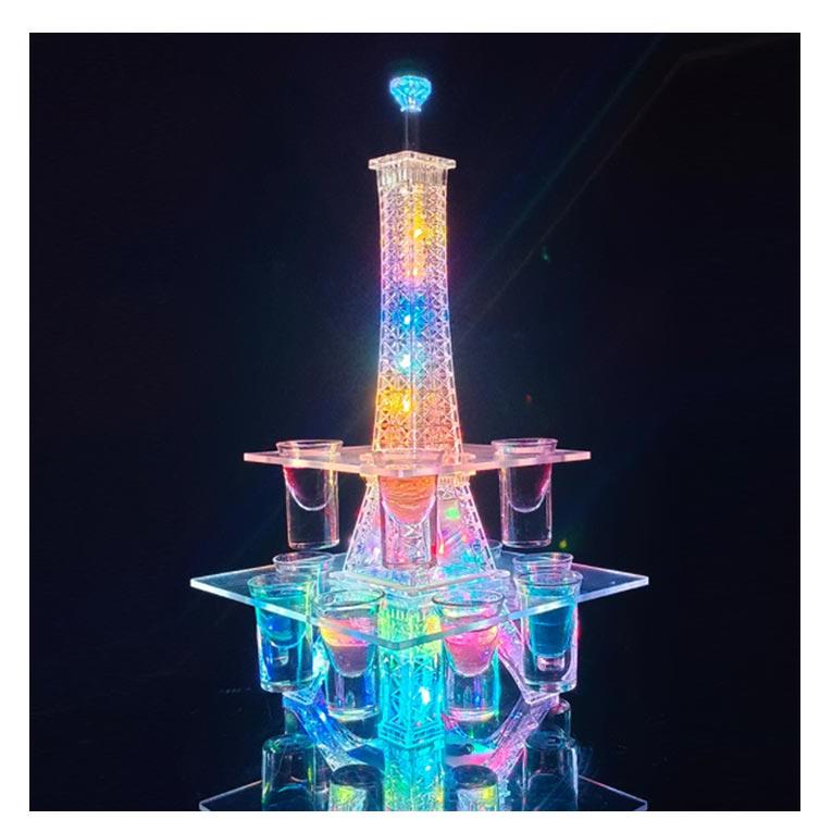 グラス12個付】LED酒グラス棚 テキーラ観覧車 タワー型 USB充電式