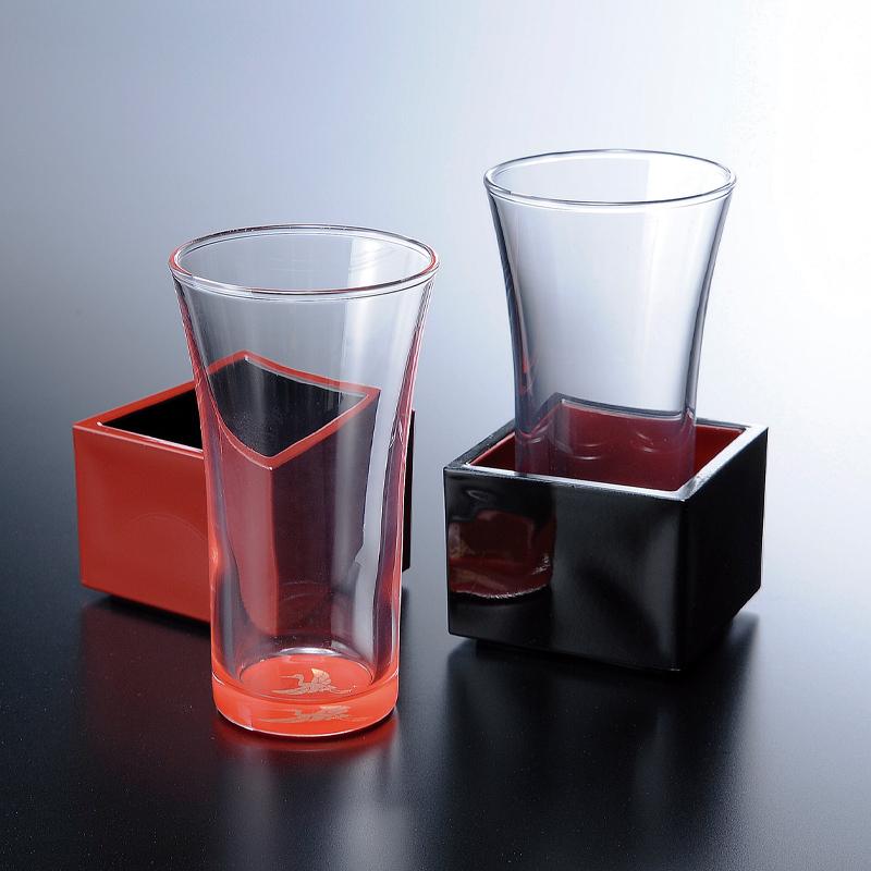 みよし漆器本舗 紀州塗り ぬりもん de Verre 一口グラス マスセット 赤