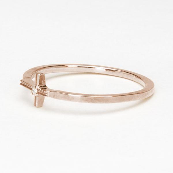 ピンクゴールド 指輪 ピンキーリング ダイヤモンド クロスリング