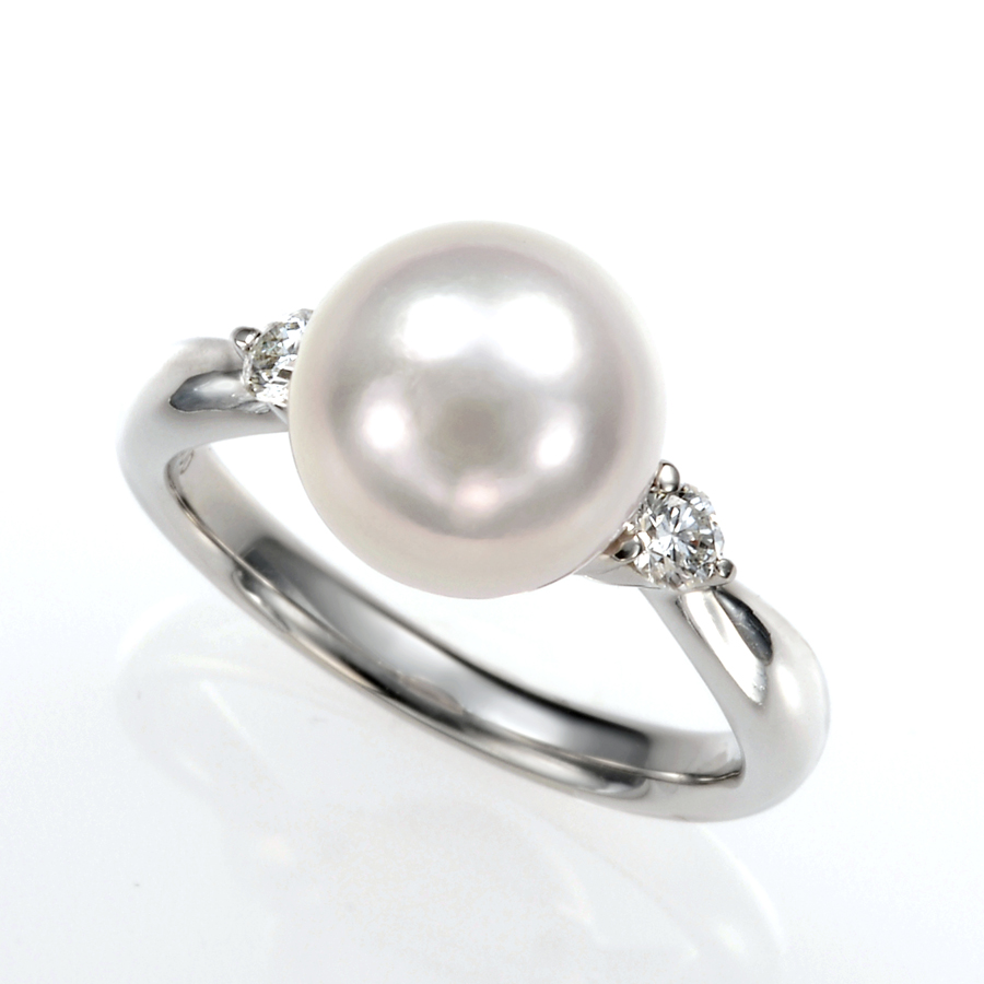 オーロラ花珠真珠リング(指輪)上級品（9ミリ以上[9.5ミリ以上も有] 無