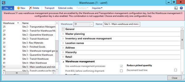AX 2012 R3 : Do not enable WMS-II and the new Warehouse and