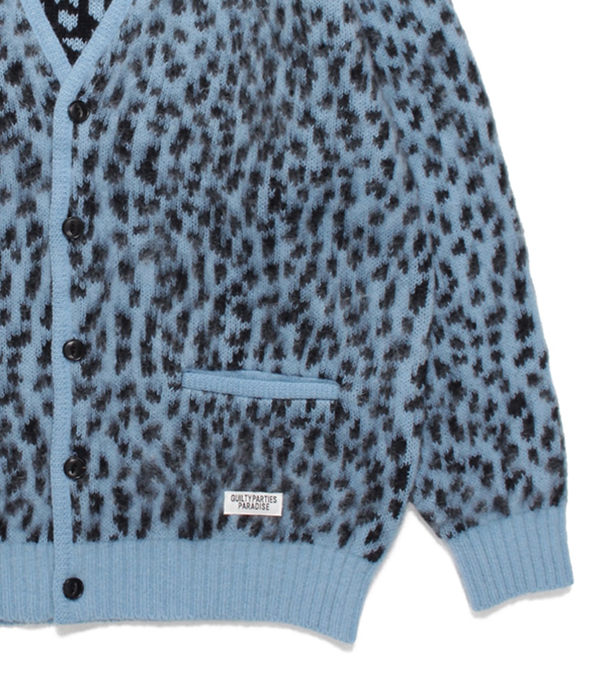 LEOPARD HEAVY MOHAIR CARDIGAN【L-BLUE】｜WACKO MARIA｜MELTING POT