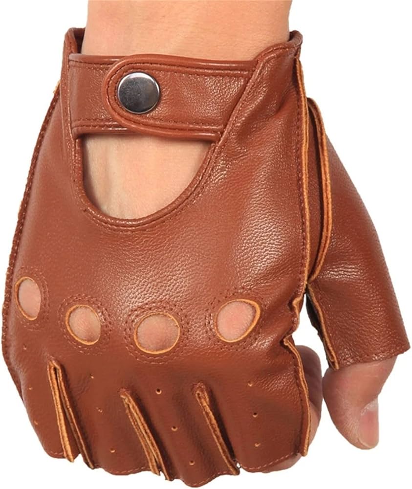 Amazon.co.jp: 男性革指なし手袋 メンズハーフフィンガーグローブ通気