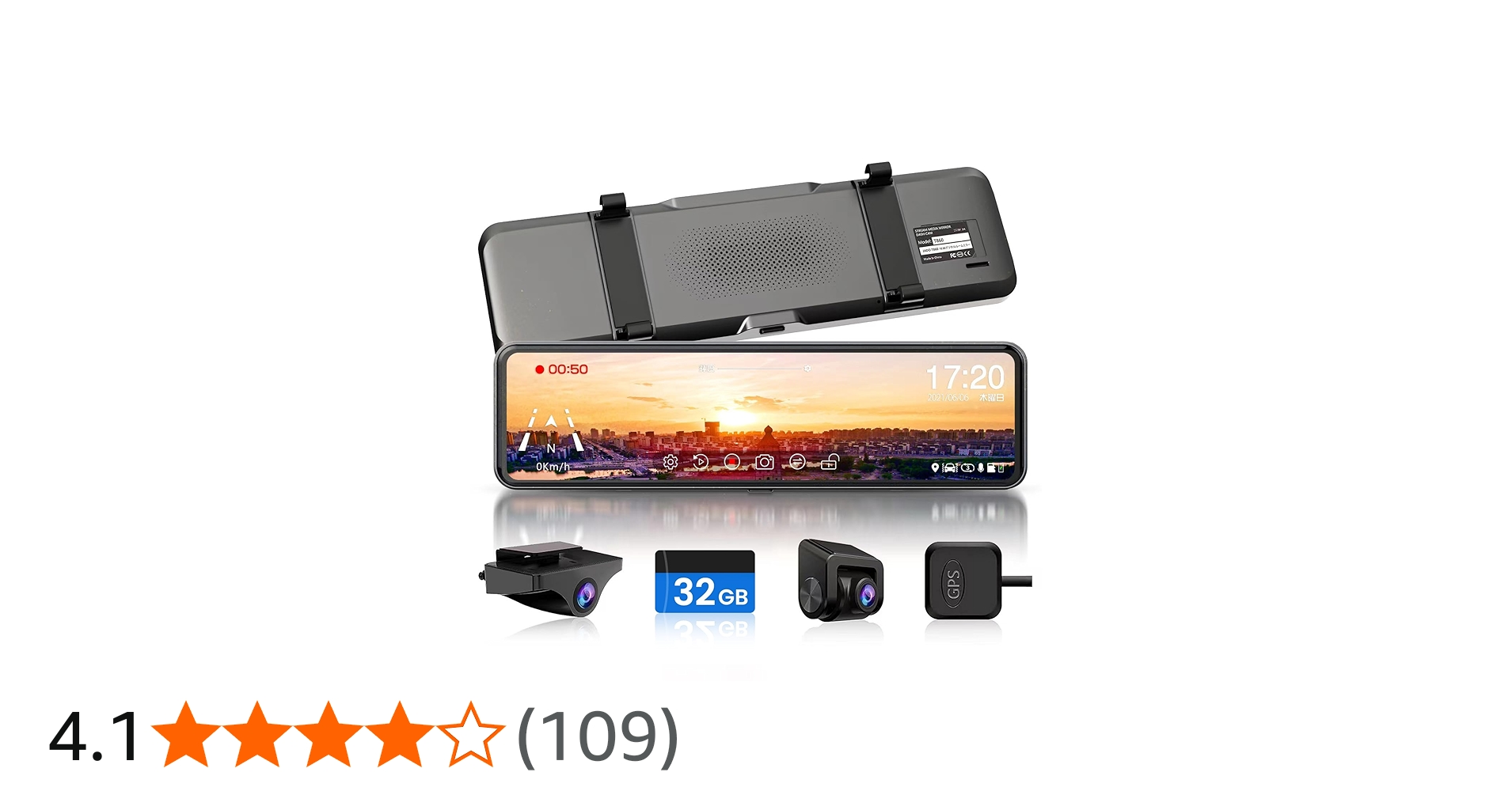 Amazon | JADO ドライブレコーダー ミラー型 分離 前後カメラ 1080P