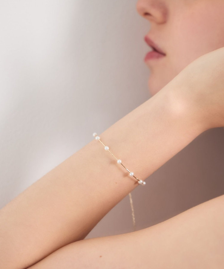 フロート] K10YG パール ワイヤー ブレスレット（750508） ｜ women