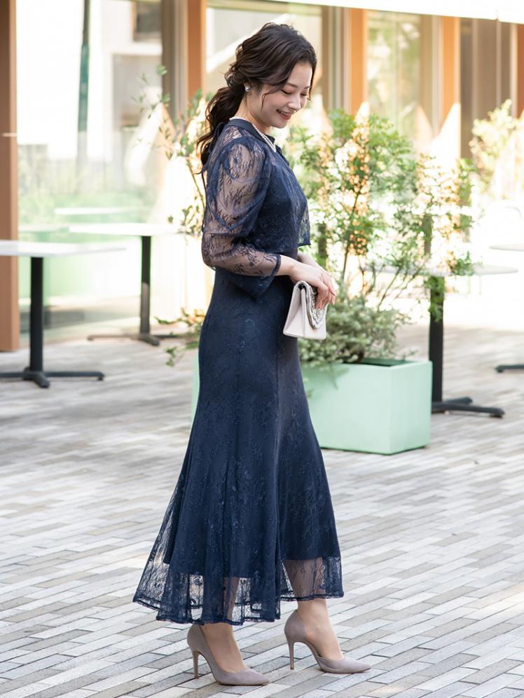 レースボレロマーメイドドレス(ネイビー)CL1-424NA-L | パーティドレス