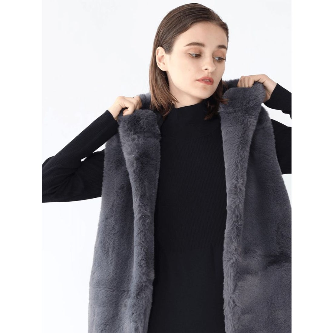 アーガ Aga エコファーベスト （チャコールグレー） -ファッション通販