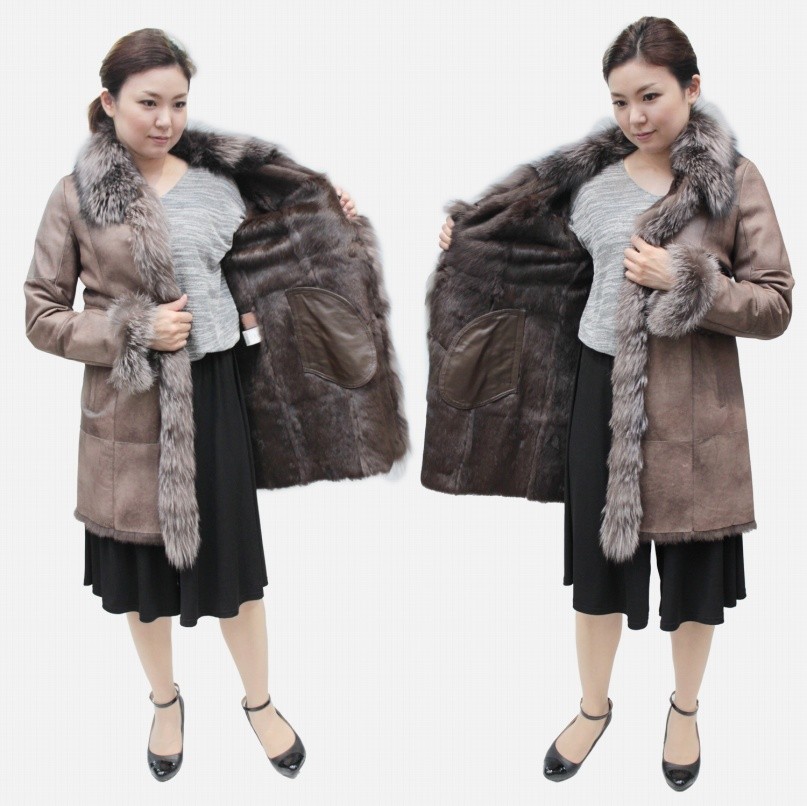 フランス パリの有名ブランド ラビット ムートンコート 毛皮コート