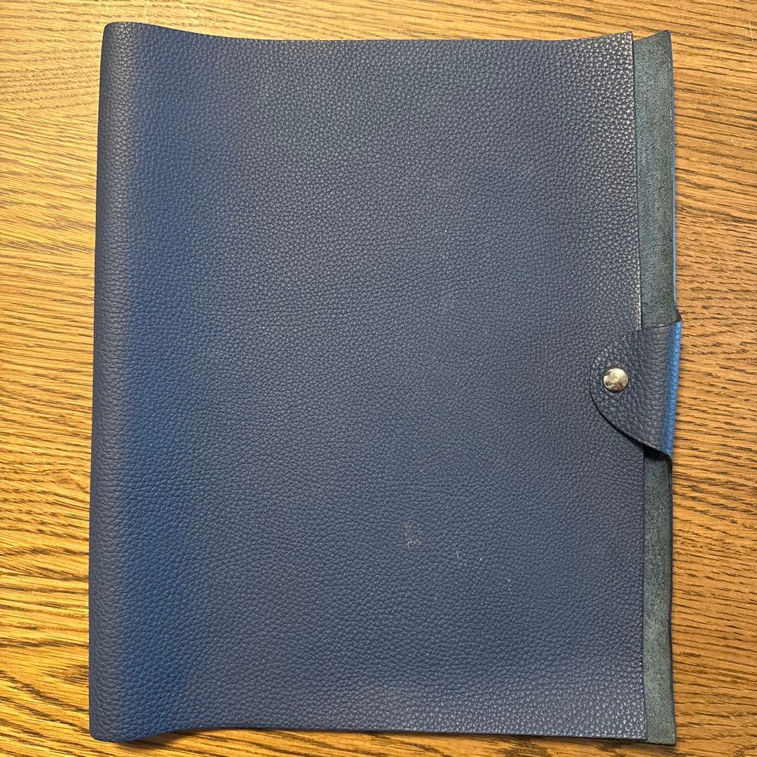 エルメス ノートカバー A4サイズ相当 ブルー本革 コスパ◎やる気が出ます】レザーノートカバー A4 本革手帳カバー / NC3