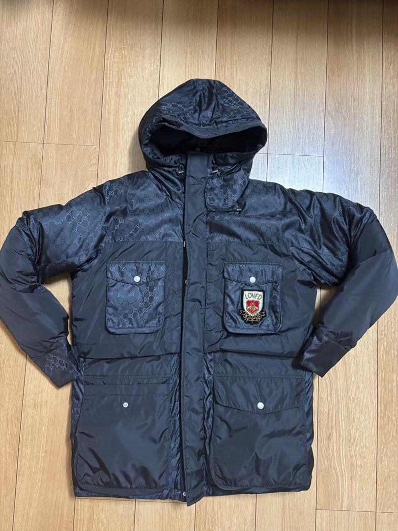 GUCCI グッチ　シグネチャー　ダウンジャケット　メンズ　XL 極美品　本物 GUCCI - 【極美品】グッチ ダウンジャケット 52 XL ブラック GGの通販