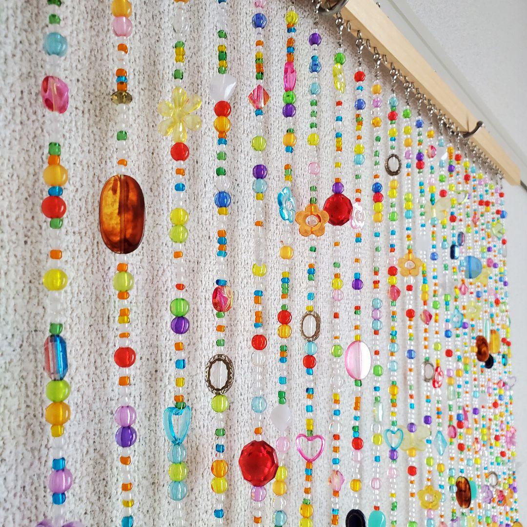 ビーズカーテン ビーズ のれん レトロ ポップ サンキャッチャー カフェ