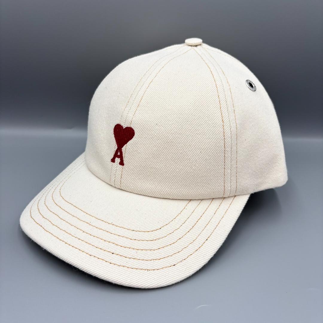 【AMI Paris】 Ami de Coeur エンブロイダリー キャップ ブルー コットン Ami De Coeur エンブロイダリー キャップ ユーズド