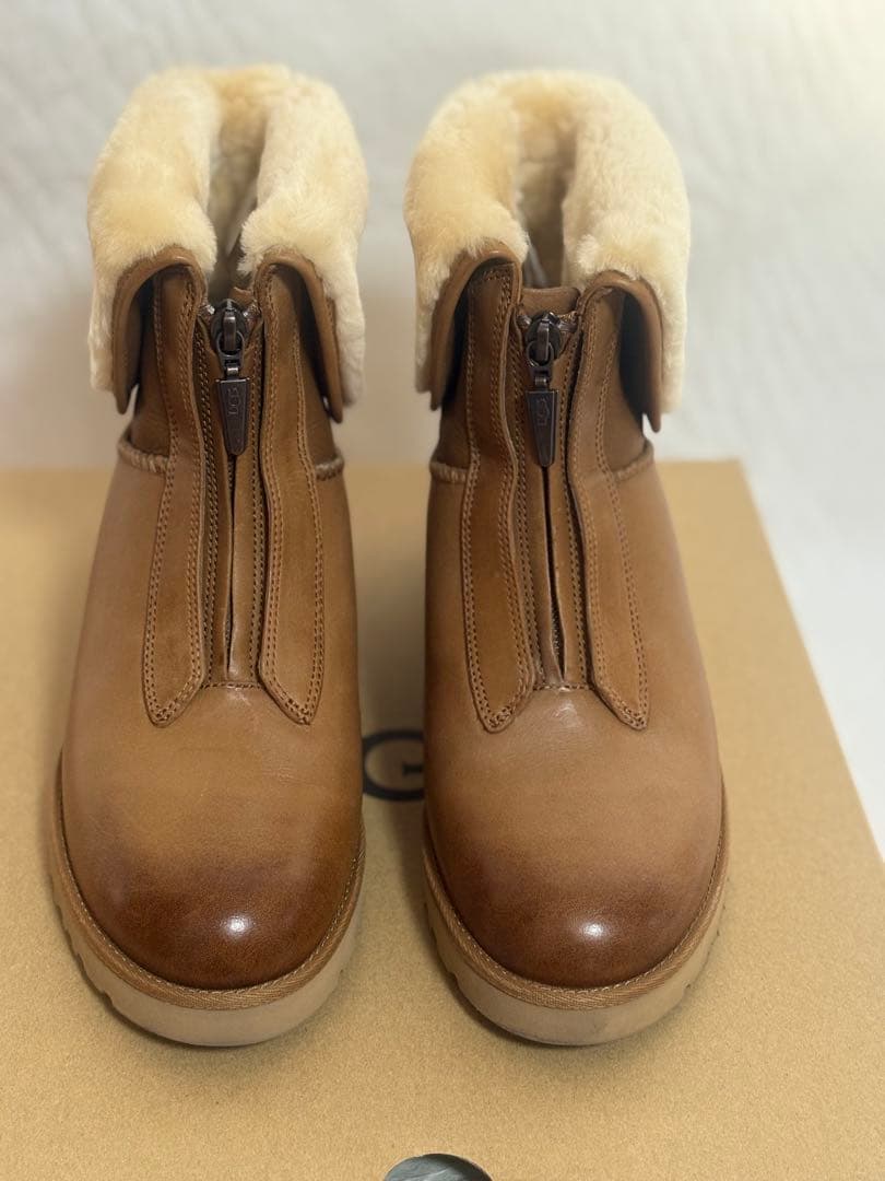 UGG ブラウン ファー付き ブーツ USA8 1262-0348-1.jpg
