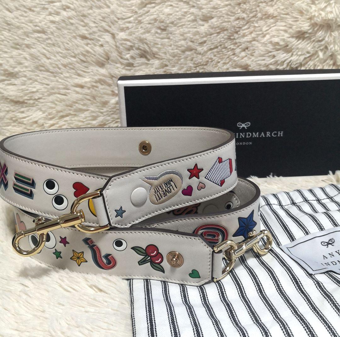 【美品】 Anya Hindmarch ショルダーストラップ マルチパッチ 未使用 アニヤハインドマーチ ショルダー ストラップ マルチカラー