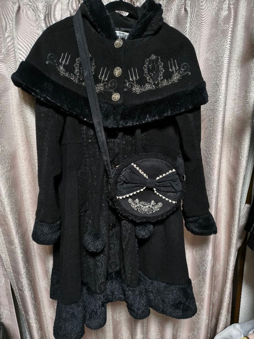 h.naotoFRlLLケープフリースコートセット♡おまけ付き sj.0023AW25-black ケープコート The Black-and-White Realism 2025