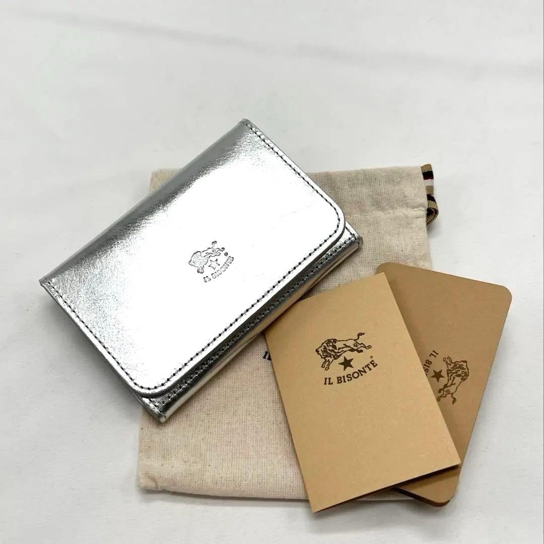 【新品未使用】イルビゾンテ カードケース ☆ SILVER シルバー ☆ よろずやマルシェ本店 | IL BISONTE イルビゾンテ CARD CASE カード