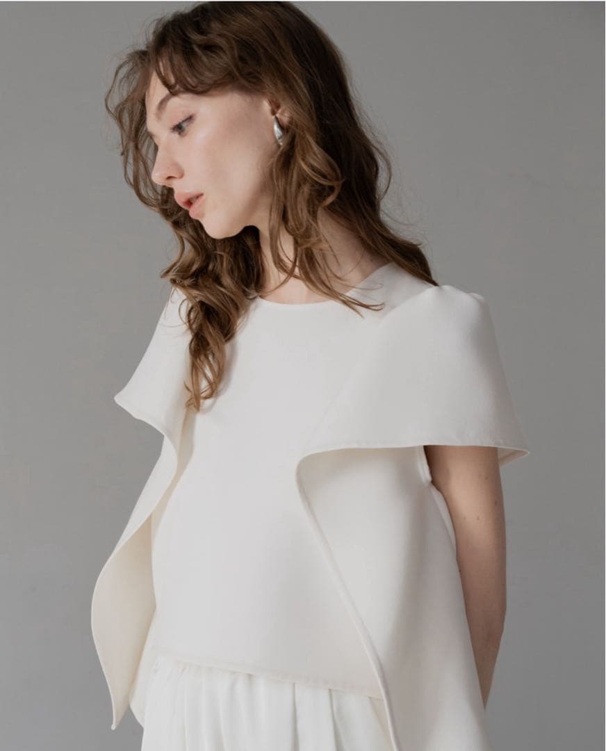 meison de dolce lily tops フレアスリーブトップス 白