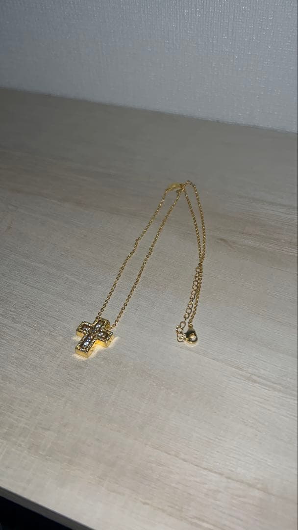 ゴールド クロスモチーフ ネックレス　ペンダント小　50cm ステンレス クロスネックレス ゴールド 18KGP キラキラ 十字架