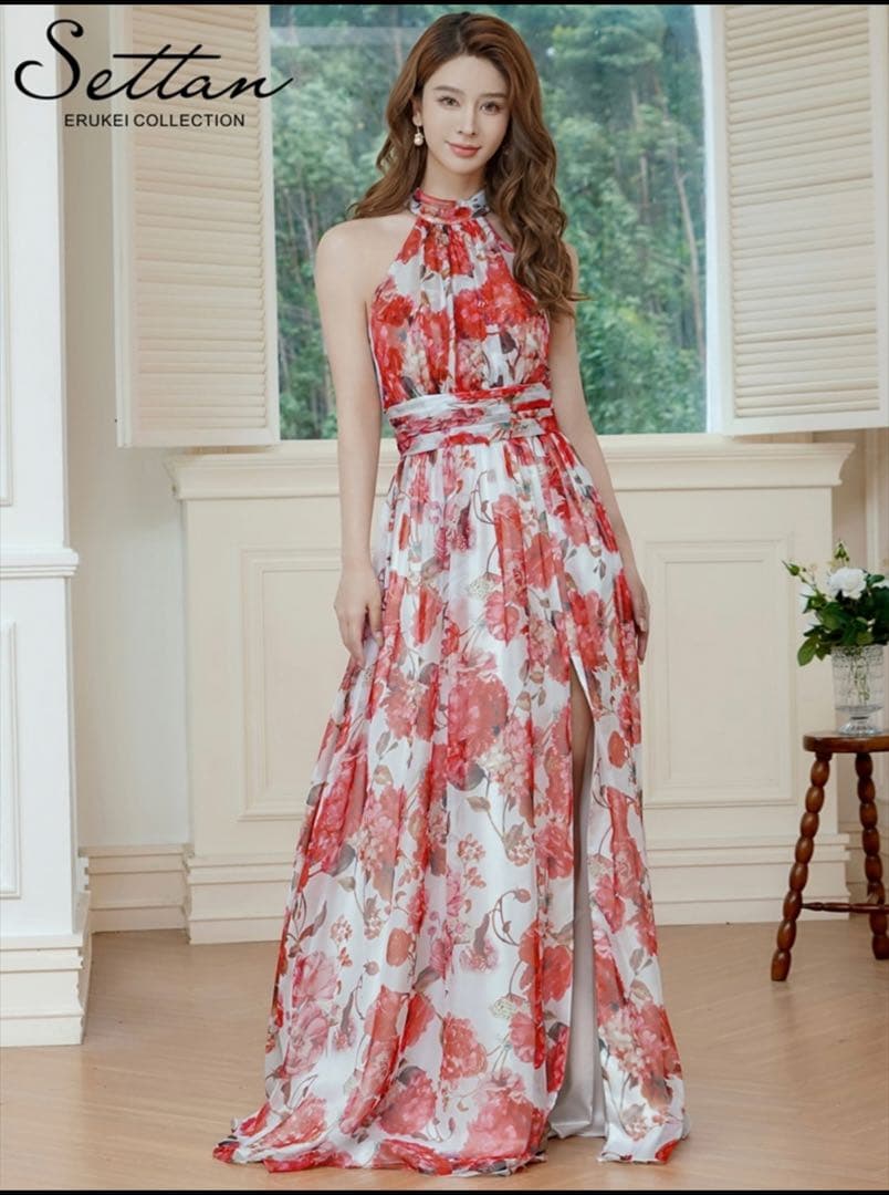 Settann フラワープリント マキシドレス ロングドレス XS-Lサイズあり【SETTAN/セッタン】フリル/ フラワープリント
