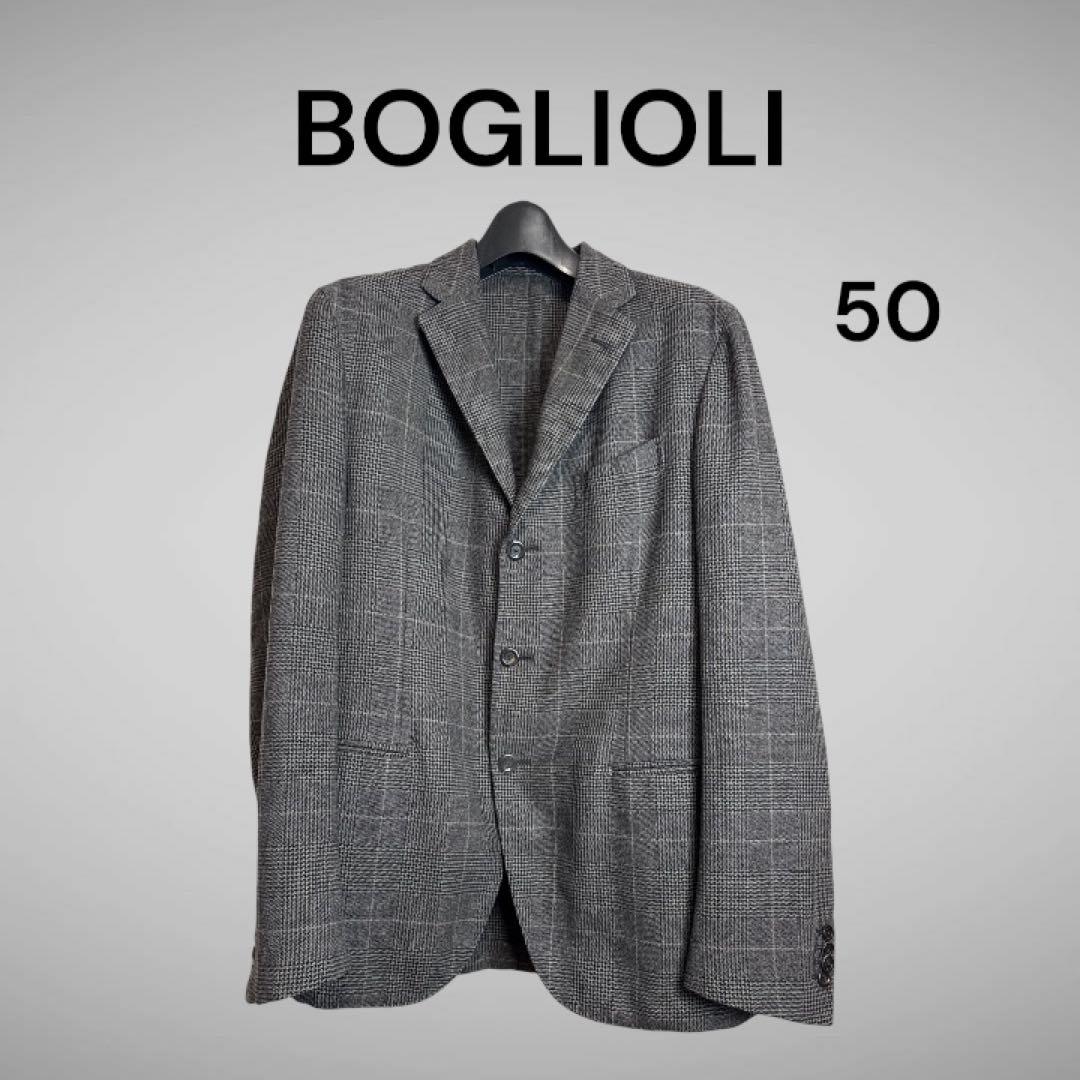 BOGLIOLI ウール チェック テーラードジャケット　50 BOGLIOLI ボリオリ ウール100% チェック柄テーラードジャケット 48