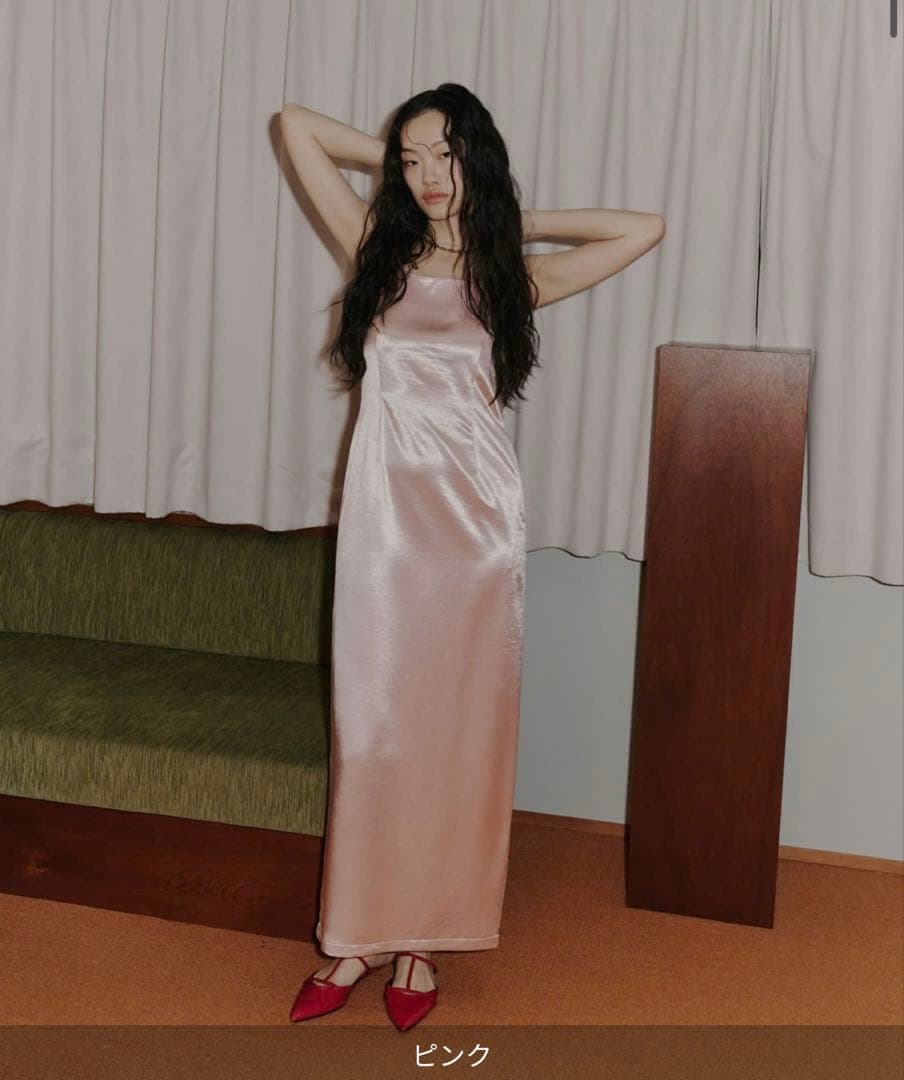 新品ANDRESD glossy satin back ribbon dress glossy satin back ribbon dress | ANDRESD